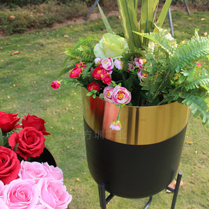 Jardinière de sol en acier inoxydable, circulaire, moderne, minimaliste, pour jardin extérieur, pot à fleurs en métal avec revêtement en poudre pour plantes - Product Image 4