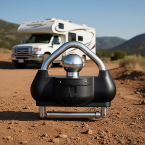 Verrou de remorque robuste noir 1-7/8 en acier, hauteur réglable, antivol, pour coupleurs de camping-car - Product Image 2