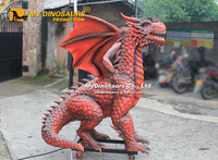 Mon dragon animatronique rouge FAW006 avec effet de fumée pour Halloween en extérieur