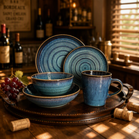 Service de vaisselle en céramique émaillée verte de style rustique exquis, parfait pour la maison et la restauration - Comprend des assiettes, des bols et des tasses