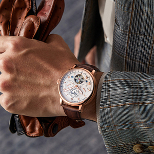 CARNAVAL Montre de sport de luxe pour homme Tourbillon Fonction date 50M Étanche Acier inoxydable Saphir Cristal 41mm Mécanique - Product Image 5