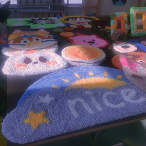 Alfombra de Cachemira hecha a mano antideslizante con forma de lazo a cuadros para uso doméstico para mesa de té de sala de estar - Product Image 2