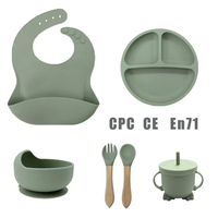 Ensemble de repas en silicone sans BPA pour bébé et enfant, design mignon, bol à ventouse et tasse à bec verseur avec assiettes compartimentées pour les tout-petits