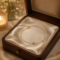 Bracelet chaîne minimaliste délicat en argent sterling 925 plaqué or 18 carats avec double pierre en zircon cubique, cadeau pour femme, vente en gros