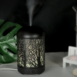 Diffuseur d'arômes à effet bois 0,5 L, humidificateur à lumière LED de type brume, usage domestique et commercial, couleur bronze - Product Image 4