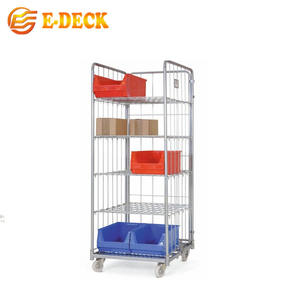 जस्ती सुपरमार्केट परिवहन समायोज्य <span class=keywords><strong>3</strong></span> पक्षों वायर कार्गो भंडारण रोल हैंडलिंग ट्रॉली - Product Image 3