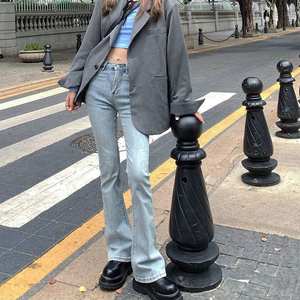 Pantalones vaqueros cómodos sueltos de cintura para mujer, pantalones de pierna ancha, pantalones vaqueros elásticos de moda estilo Boyfriend, pantalones de talla grande - Product Image 5