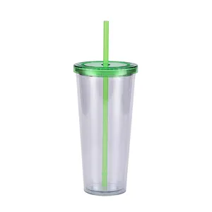 16/20/24 oz Double Wall Acrylic Tumbler Tasse Drinkware Water Cup Vaso Becher Plastic Cups Sippy Water Cup With Lids And Straws