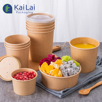 Bol à salade en papier kraft biodégradable et recyclable, boîte d'emballage alimentaire jetable avec impression personnalisée et logo sur mesure