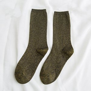 लोकप्रिय वसंत शरद ऋतु की महिलाओं ने चिक फैशन की महिला धातु के मोजे चमकदार चमकदार चमकदार शीनी यार्न महिला सोने के मोजे - Product Image 5