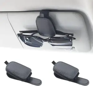 Xe Visor Sunglass clip từ da Sunglass clip và thẻ vé Clip xe Visor phụ kiện màu xám bạc