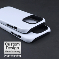 Nueva moda 3D sublimación en blanco cubierta del teléfono móvil impresión UV personalizado en blanco doble funda de teléfono móvil para sublimación