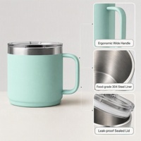 Mug à café en acier inoxydable empilable personnalisé de 12 oz avec couvercle coulissant et poignée, double paroi sous vide, gobelet isotherme de 12 oz