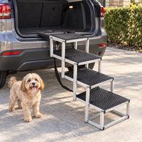 Rampe et escalier pour chien pour voiture, 4 marches, cadre métallique, marches pour animaux de compagnie pour coffre de SUV, petits chiens seniors, marches texturées, voyage, OEM ODM