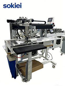 Machine à coudre industrielle programmable à lit plat, automatique et informatisée pour étiquettes en jean et cuir, avec point noué et coupe-fil intégré - Product Image 2