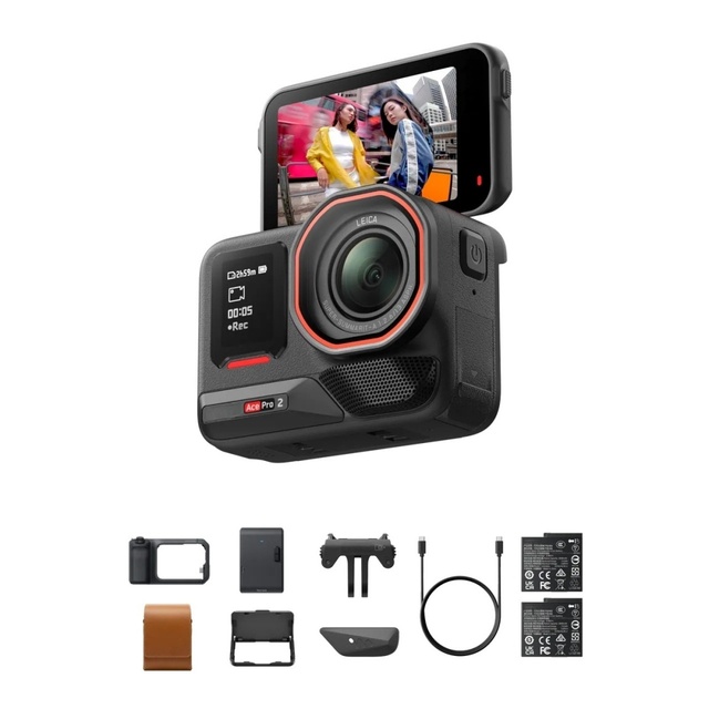 Inst360 AcePro2 Sport Camera Flash Print Bundle-Waterproof 12m 8K CMOS Sensor Wide Angle Digital Face Tracking