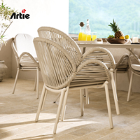 Cuisine de jardin moderne, ensemble table à manger d'extérieur, meubles de restaurant en aluminium avec 6 places, ensemble de patio pour hôtel Viila