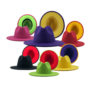 Cappelli Fedora in feltro a tesa larga piatti con logo personalizzato all'ingrosso da donna - Product Image 2