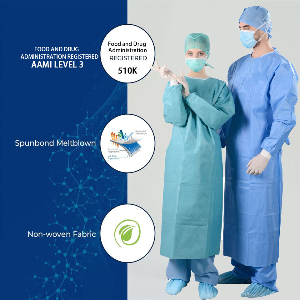 LEVEL3 Disposable SMMS surgical gown FDA surgical gowns from China