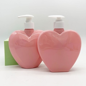 Bouteille vide <span class=keywords><strong>en</strong></span> <span class=keywords><strong>plastique</strong></span> PET rose <span class=keywords><strong>en</strong></span> forme de cœur de 380 ml, sérigraphiée, fabriquée au Guangdong, pour gel douche/shampoing/<span class=keywords><strong>sous</strong></span>-vêtements/linge - Product Image 3