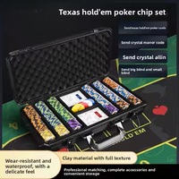 Ensemble de jetons de poker WPT Texas Crown Clay Box, boîte en aluminium, nappe résistante à l'usure, imperméable, qualité professionnelle de casino, comprend