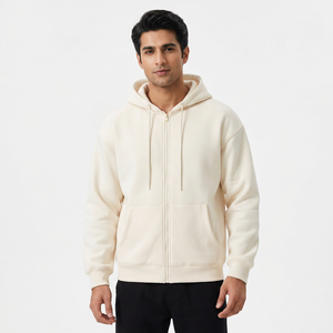 Sudadera con capucha de tela polar con cremallera completa Sudadera de punto unisex sudaderas con capucha de los hombres con piel en el interior - Product Image 1