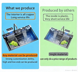 Évier de cuisine multifonctionnel intelligent à cascade, fait main, haute qualité, nouvelles tendances 2026, avec support pour téléphone portable et pistolet pulvérisateur - Product Image 2