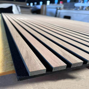 Panneau acoustique en bois à lattes 3D - MDF Chêne Noyer Bois Intérieur Revêtement mural intérieur Décoration rainurée Planche avec feutre plat - Product Image 2