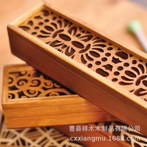 Wooden <b>Box</b> Rectangle 2.5cm High Engraved Hollow Office Organizer Desktop <b>Storage</b> <b>Drawer</b> Organizer - Product Image 4