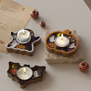 Cimento De Gesso Halloween Pumpkin Candle Holder Silicone Mold Adequado para Ghost Bat Candle Cup Mold Decoração Para Casa - Product Image 4