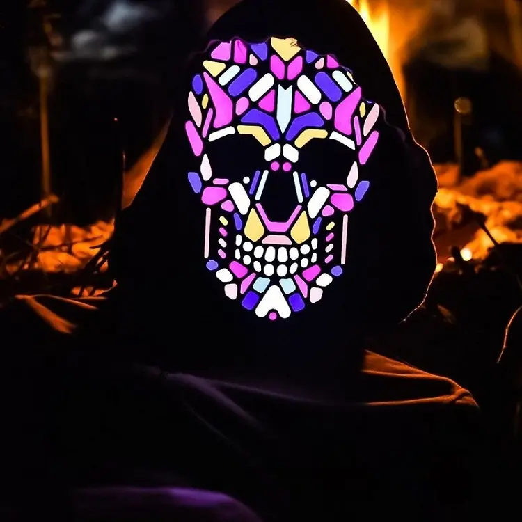 2021 New Idea RaveLife LED Music Light Up Mask Halloween LED Glowing Mask for festival