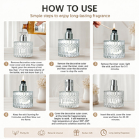 Lampe à parfum en verre texturé transparent de 250 ml avec capuchon en métal argenté, brûleur catalytique d'huiles essentielles, diffuseur d'aromathérapie pour la maison