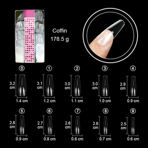 500 <span class=keywords><strong>Uñas</strong></span> Postizas Francesas Tipo Ataúd, <span class=keywords><strong>Uñas</strong></span> Artificiales Transparentes de Cobertura Completa - Product Image 2