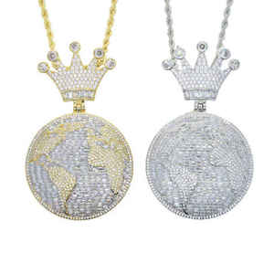 Custom Moissanite Pendant Necklace VVS Diamond World Design <b>Iced</b> <b>Out</b> Moissanite Pendant With <b>Chain</b> Hip Hop Jewelry - Product Image 2