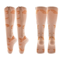Chaussettes de sport respirantes à motif de dessin animé pour hommes, compression 15-25 mmHg, bout ouvert, nylon, fermeture éclair, bas de compression pour femmes, chaussettes pour hommes