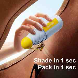 Parapluie personnalisé avec logo, protection UPF50, revêtement noir, 6 baleines, 248g, pliable en 5 sections, bicolore, double usage soleil/pluie, pour femme, idéal pour les voyages et la promotion de marque - Product Image 2