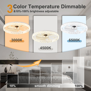 23.6inch Crystal Flush Mount <b>Ceiling</b> Fan with 3CCT LED <b>Light</b> APP <b>Remote</b> <b>Control</b> 6 Speed Reversible Quiet Fan for Bedroom, WHITE - Product Image 4