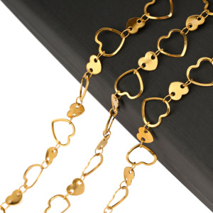 Adorno de ropa y <span class=keywords><strong>accesorios</strong></span> de cadena <span class=keywords><strong>para</strong></span> hacer joyas Accesorio de cadena de eslabones de corazón de acero inoxidable - Product Image 1