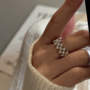 Trendy 925 <b>Sterling</b> <b>Silver</b> Beaded <b>Ring</b> <b>Set</b> Stackable Comfortable Round <b>Silver</b> Bead Band <b>Ring</b> <b>Set</b> for Daily Wear Chic Jewelry - Product Image 4