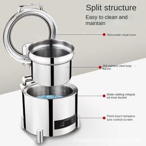 Estación de sopa térmica eléctrica de acero inoxidable comercial de 10L con cubierta de vidrio hidráulica - Product Image 3