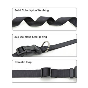 Adjustable Nylon <b>Dog</b> <b>Collar</b> Solid Black Buckle Closure Simple Style All Seasons for <b>Dogs</b> - Product Image 6