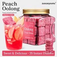 Instant FD Perzik Oolong Thee Blokjes met Echt Fruitpuree Gefreeze-droogde Fruitthee Blok OEM Private Label 125g
