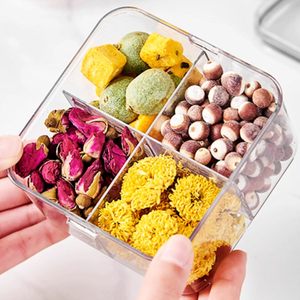 Multi-grid Airtight <b>Jars</b> <b>for</b> Tea Spices <b>Storage</b> Divider Food Containers Transparent PET <b>Kitchen</b> Organizer - Product Image 3