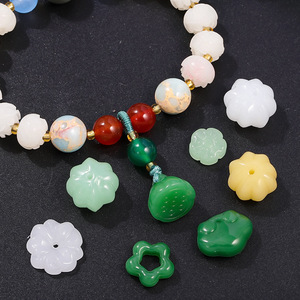 Colgante de imitación de jade de vidrio con formas mixtas para hacer pulseras, accesorios de joyería DIY, tratamiento perlado, origen Yiwu, primavera - Product Image 4