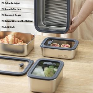 Japanese Bento <b>Box</b> With Leakproof Stackable Design 304 Stainless Steel and Glass Cover for Food Storage - Product Image 5
