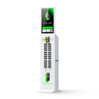 Station de location de batteries externes avec borne à 24 emplacements, écran tactile de 23,8 pouces et système de point de vente intégré