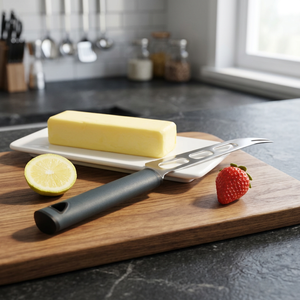 Couteau à fromage en acier inoxydable 430 avec pointe de fourchette et bord dentelé, écologique, compatible lave-vaisselle, outil de coupe pour cuisine, pâtisserie, cadeau - Product Image 2