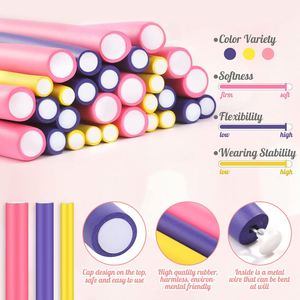 Venta Directa de Fábrica: Rizadores Fríos sin Calor de 24cm, Herramientas de Peluquería DIY, Rodillos de Goma Flexibles de Esponja para Uso Doméstico - Product Image 3