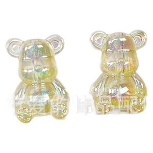 Cuentas acrílicas sueltas de doble cara con diseño de oso, 18x25mm, con revestimiento UV, para joyería DIY, cadena para teléfono, llavero, colgante y accesorios. - Product Image 2