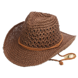 Sombrero de Vaquero Occidental Plegable de Rafia Hueca, Unisex, para Verano, Playa, Casual, de Ala Ancha, Protección Solar, 54-56CM - Product Image 5
